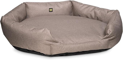 K9 Ballistics Tough Ripstop Oval Bolster Dog Bed, Calming Round Den Shape, Scratch Resistant, Machine Washable - Small, Taupe Premium Finish