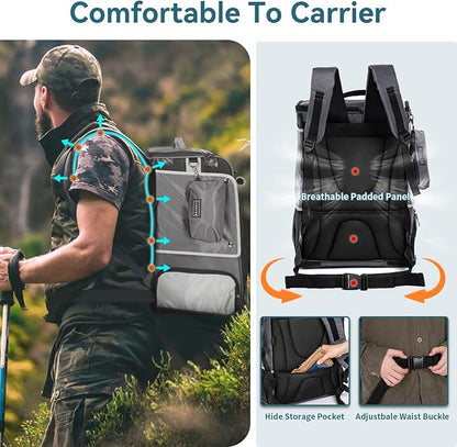 Petsfit Bird Carrier with Shade Cover,Adjustable Height Standing Perch and Great Ventilation, Fit for Medium/Large Sized Birds(Large, Grey1)