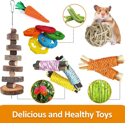Toys for Rabbit Toys Bunny/Guinea Pig Toys,Bunny Chew Toys for Teeth, Natural Rabbit Toys Apple Wood,Handmade for Guinea Pig Hamster Rat Chinchilla Small Animals Teeth Grinding 20 Pack