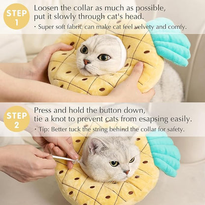 ANWA Adjustable Cat Cone Collar Soft, Cute Cat Donut Collar After Surgery, Kitten Recovery Cones to Stop Licking