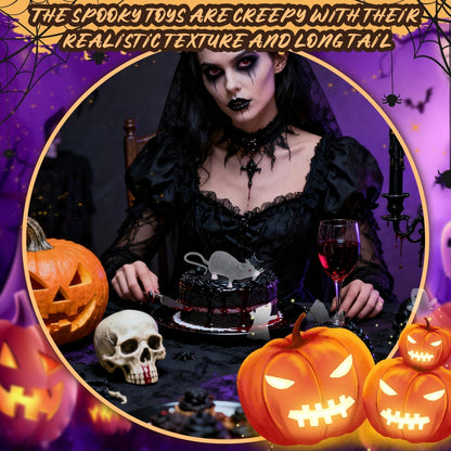 PRETYZOOM 2PCS Halloween Fake Rat Plastic Squeezable Fake Mouse Realistic Rats for Creepy Decorations Halloween Pranks Props (8.6-inch Included Tail)