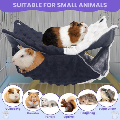 3 Pcs Guinea Pig Hammock, Rat Ferret Hamster Hanging Hammock Guinea Pig Accessories for Small Animals Chinchilla Parrot Sugar Glider Ferret Squirrel (11"×11")