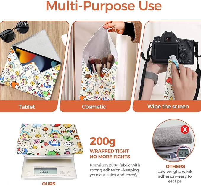 Cat Grooming Wrap, Cat Grooming Supplies for Cutting Nails, Cat Restraint for Nail Clipping to Anti-Scratch/Runaway/Bitten, Cat Swaddle Wrap for Calming & Holding Cat (XXL (Within 22lbs)