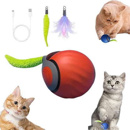Speedy Tail 2.0 Cat Toy,Interactive Cat Ball,CatToys for Indoor Cats,Chewie Viral CatBall,Adjustable Sports Rolling Toy,Electric RollingBall Christmas Birthday Gift for Pets.(Orange)