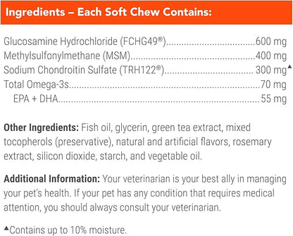 Nutramax Cosequin for Dogs Joint Health Supplement, Contains Glucosamine, Plus Chondroitin, MSM and Omega-3s, Supports Joint and Skin and Coat Health, Soft Chews, 120 Count