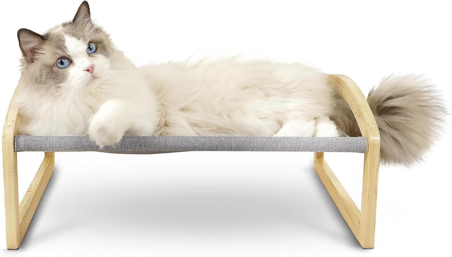 7 Ruby Road Elevated Cat Bed Cot with 2 Washable Covers, Wooden Cat Hammock Bed Chair, Modern Raised Pet Beds & Furniture for Indoor and Large Cats, Kitten, Dog, Puppy and Small Dogs