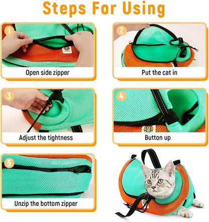 AWOOF Cat Grooming Bag Adjustable Cat Bathing Bag Anti Scratch Bite Restraint Bag Cat Sling Bag Durable Mesh Cat Shower Bag for Small Medium Large Cats Nail Trimming Ear Cleaning Medicine Taking
