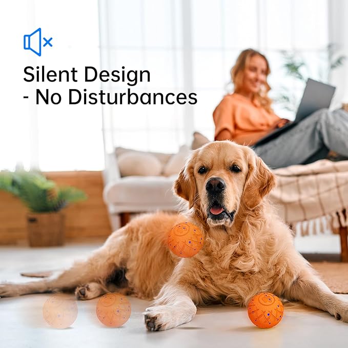 Smart Interactive Dog Toy, Automatic Moving, Bouncing and Stimulation, Silent Foam Material, IP54 Waterproof Rating, Active Rolling,Dog Ball for Medium and Large Dogs,Dog Birthday (Orange)