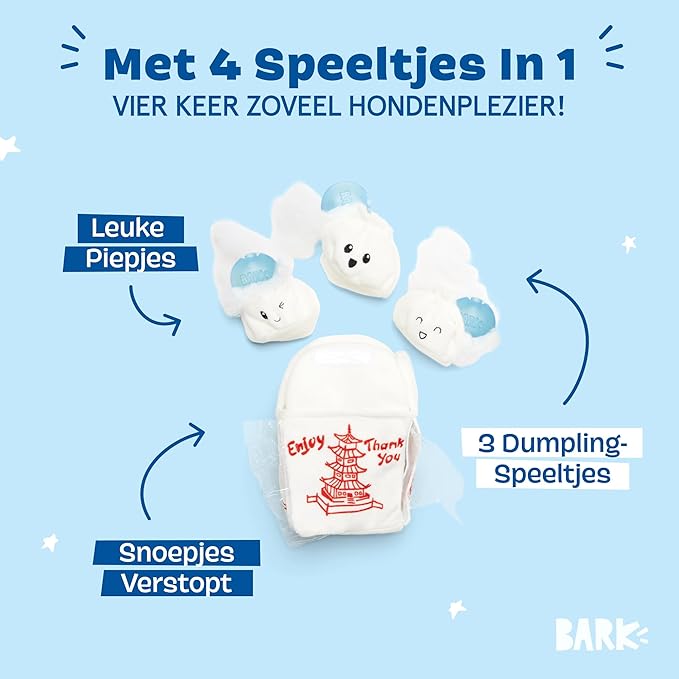 Barkbox Dog Toy 2 in 1 Interactive, Plush Exterior Material & Squeaker, Tearable Dog Toy with Squeaky Ball Inside, Ideal for Toy Destroyers - Andi's Dumpling, Small