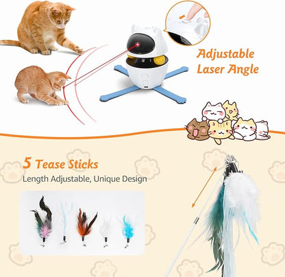 Nobleza Cat Laser Toy, 3-in-1 Interactive Cat Toys for Indoor Cats, Automatic Laser Pointer for Cats, Black & White