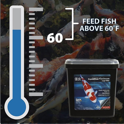 CrystalClear Platinum Fish Food, Premium Floating Pellets for Koi & Goldfish – Boost Growth, Color, and Wellness in Backyard Ponds & Water Gardens, 5mm Pellets, 4.4 Pounds