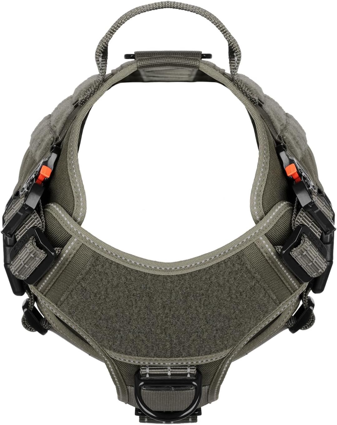 ICEFANG Tactical Dog Harness, X-Large Size,2X Metal Buckle,Working Dog MOLLE Vest with Handle,No Pulling Front Leash Clip,Hook and Loop Panel (Green,XL (Pack of 1))