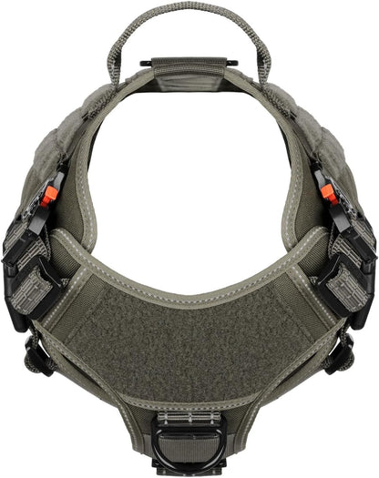 ICEFANG Tactical Dog Harness, X-Large Size,2X Metal Buckle,Working Dog MOLLE Vest with Handle,No Pulling Front Leash Clip,Hook and Loop Panel (Green,XL (Pack of 1))