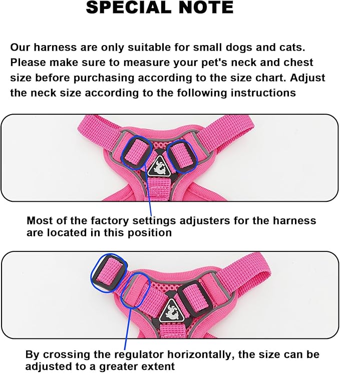 SOLMOONY Small Dog Harness,Soft Mesh Puppy Harness and Leash Set,No Escape Cat Harnesses for Training Walking,Reflective Adjustable Puppy Vest for Small Medium Dogs, Cats (Hot Pink, L)