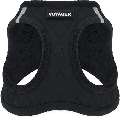 Best Pet Supplies - All Weather Mesh / Plush, Reflective, No Pull Harness for Small, Medium Dogs, Cats - Secure with Hook & Loop Fastener, Buckle, Double D-Rings - Black Plush, M