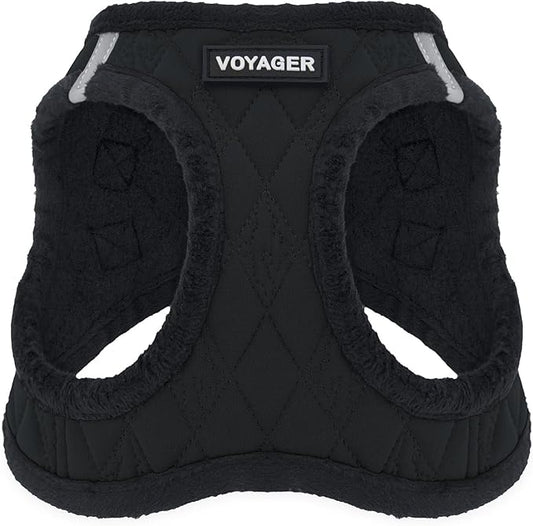 Best Pet Supplies - All Weather Mesh / Plush, Reflective, No Pull Harness for Small, Medium Dogs, Cats - Secure with Hook & Loop Fastener, Buckle, Double D-Rings - Black Plush, M