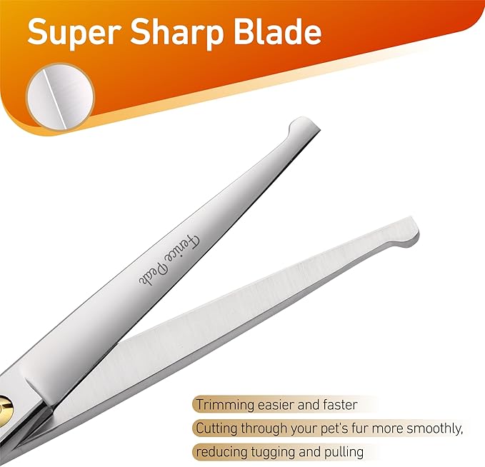 Fenice Peak 5" 3-in-1 Dog Grooming Scissors Set with Comb, Straight, Curved & Thinning Shears, Japanese 440C Stainless Steel Pet Grooming Kit for Dogs and Cats, Sharp Durable Blades