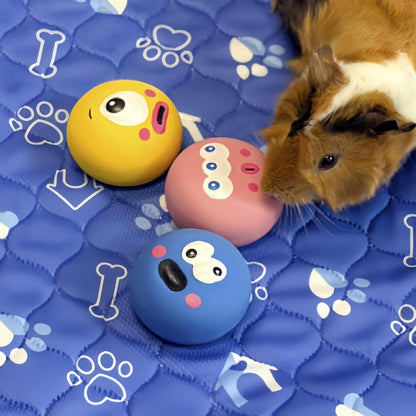 Natural Rubber Squeaker Toys for Ferret,High Elasticity Ferret Latex Squeaker Balls 3 Pack,Tough Teething Toys Big Eyes Printed Toy Ball for Small Dogs,Easy to Clean
