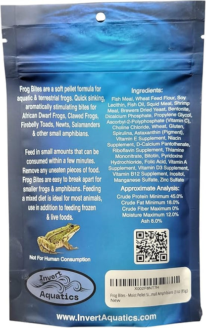 Frog Bites - Moist Pellet Sinking Diet for Frogs & Small Amphibians (3 oz (85g))