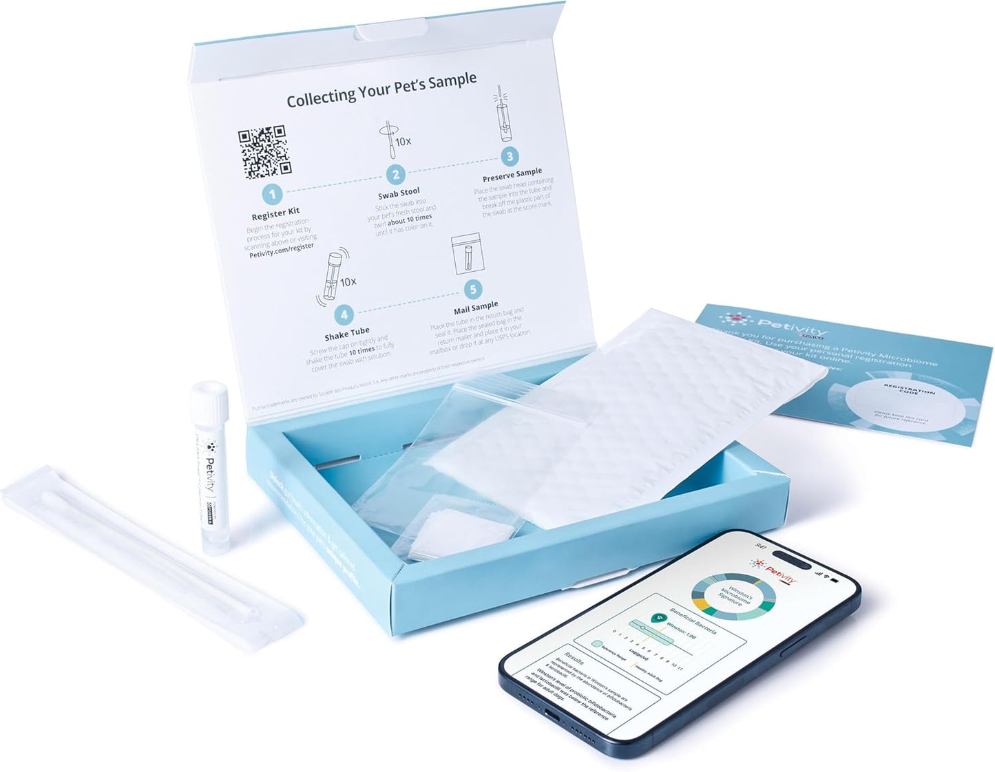 Petivity Microbiome Analysis Kit — Advanced for Cats and Dogs, Powered by Purina - 4.8 oz. Box