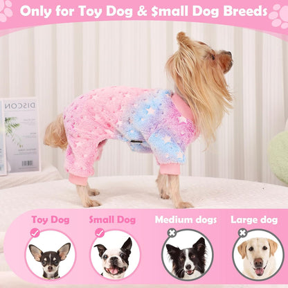 Fleece Pajamas for Small Dogs - Extra Small Puppy Clothes, Soft & Stretchy Dog Onesies - Cat & Chihuahua Yorkie Sizes XS