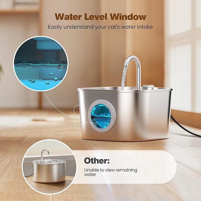 Cat Water Fountain with 10 Filters + 10 Sponges,Pet Fountains Cats Automatic Waterer Bowls for Drinking Small Dog Water Dispenser Indoor Metal Pets Water Faucet Bottle Kitty Watering Supplies