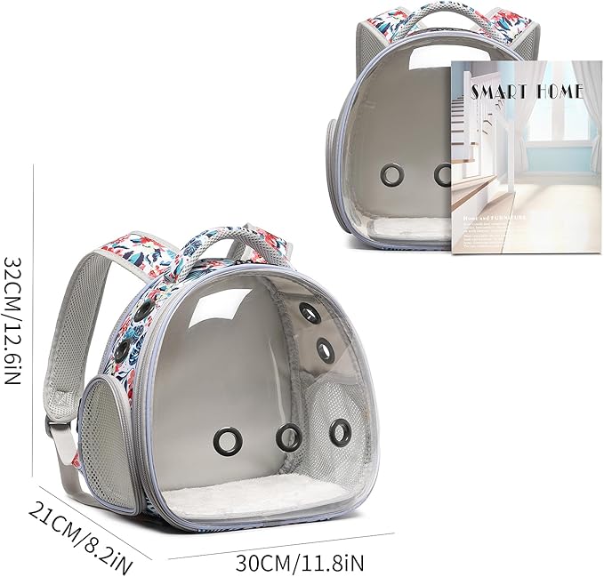 Portable Travel pet Backpack Carrier Hamster Bag Guinea Pig Bird Small Dog cat Turtle Carrier Rabbit Cage Squirrel Bearded Dragon Breathable Hangbag (Hua)