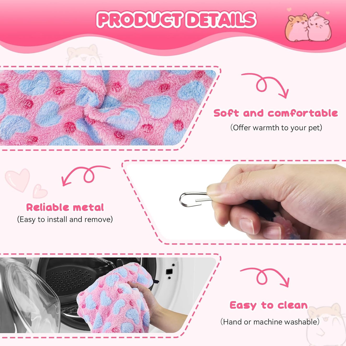 3 Pcs Guinea Pig Hammock, Rat Ferret Hamster Hanging Hammock Guinea Pig Accessories for Small Animals Chinchilla Parrot Sugar Glider Ferret Squirrel (11"×11")