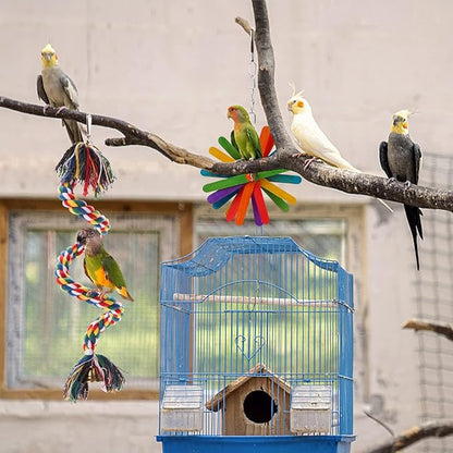 RLRICH 6 Pack Bird Colorful Chewing Toys Parrot Foraging Shredder Toys Shred Hanging Foraging Toys,Comfy Perch Parakeet Toys for Rope Bungee Bird Toy