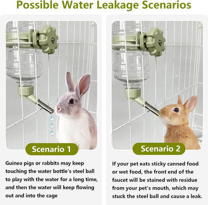 33oz Rabbit No Drip Water Bottle,Bunny Hanging Leakproof Water Dispenser,Guinea Pig Automatic Feeder,Ferret Cages Crate Accessories for Bunny Chinchilla Hedgehog Squirrels (Green)