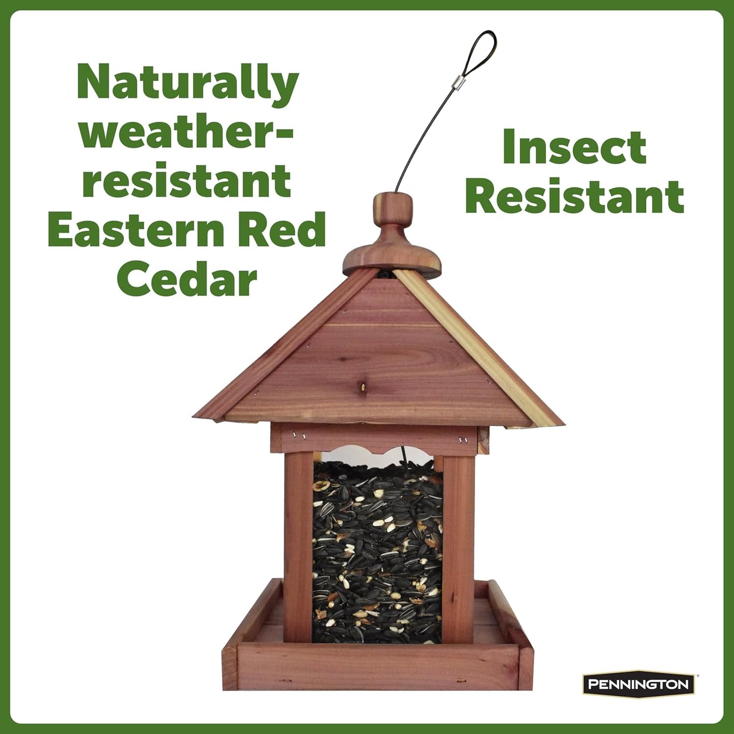 Pennington 100521909 Jr Pavilion Bird Feeder, 2.5 lb, Aromatic Eastern Red Cedar