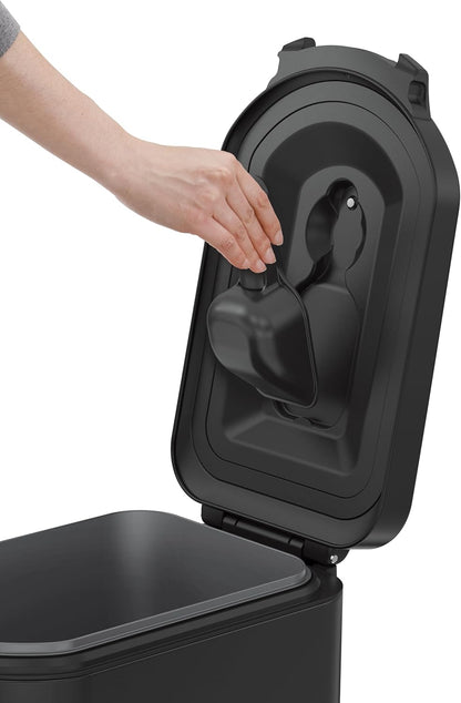 simplehuman 25 Liter, 27 lb / 12.2 kg Medium Pet Food Storage Container for Dog Food, Cat Food, and Bird Feed, Alloy Steel, Matte Black