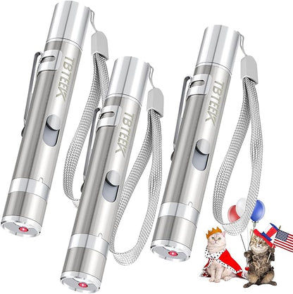 TBTeek Cat Toys, USB Rechargeable Kitten Toy, 3 Light Modes & 5 Adjustable Patterns, Portable Interactive Pet Dog Cat Mouse Toy for Fun Chase Play Exercise（3 Pack）