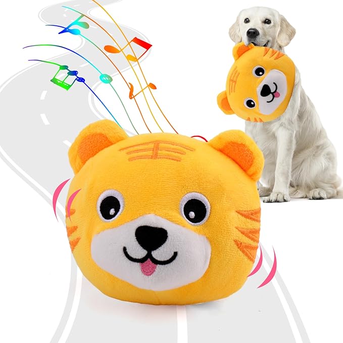 BABORUI Interactive Dog Toys Tiger, Jumping Squeaky Dog Toys with Recording and Music Modes, Rechargeable Moving Dog Chew Toys for Small/Medium/Large Dogs to Keep Them Busy(Tiger)