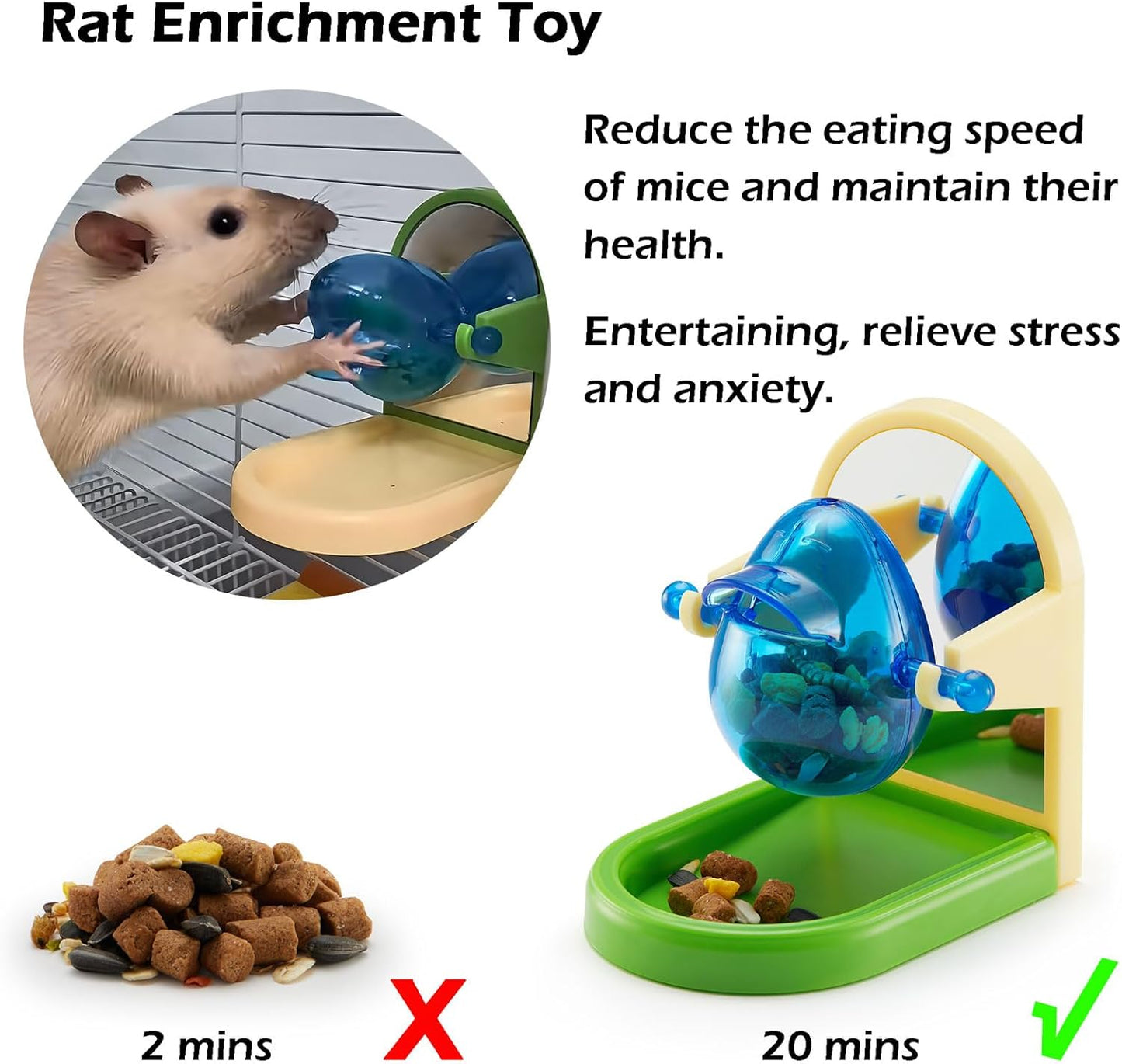 Rat Enrichment Toys, Interactive Foraging Toys For Rats, Intelligence Growth Rat Enrichment Puzzle Games, Treat Dispensing Slow Feeder for Rats Cage Toy, Bird Foraging Toy for Parakeet Conure (1Pcs)