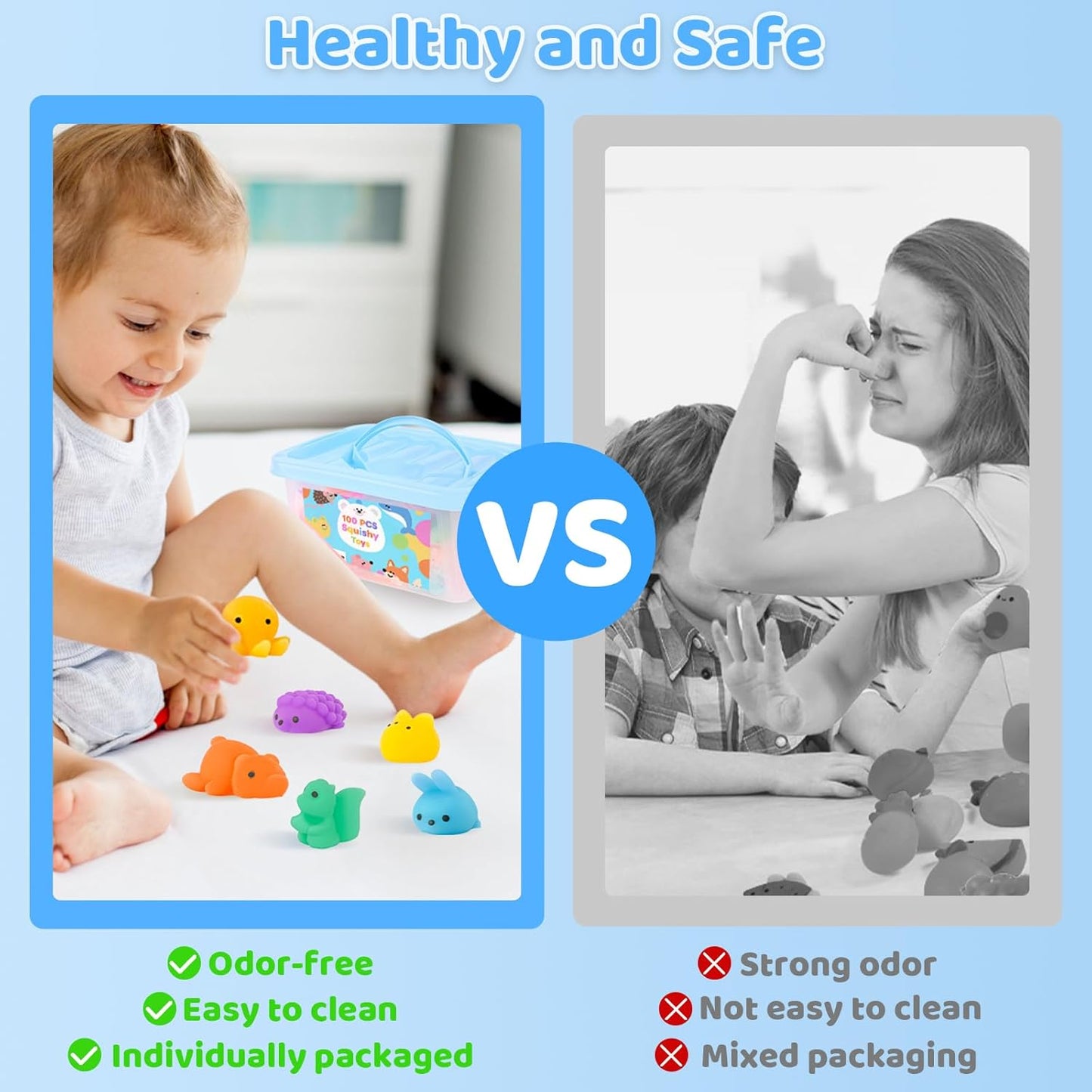 100 Pcs Party Favors & Squishy Toys Bulk for Kids 4-12, Fidget Toys Sensory Stress Relief Toys for Classroom Prizes, Christmas Stocking Stuffers, Birthday Goodie Bags & Teacher Supplies