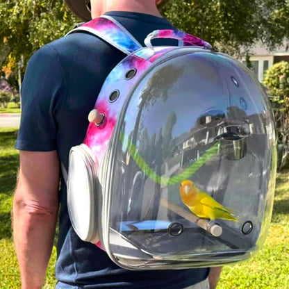 Galaxy Pink Bird Carrier Backpack with Perch - Bubble Backpack for Birds Conures, Budgies and Small ParrotsIdeal Ideal for Vet and Outdoor Adventures(Galaxy Blue, Large)