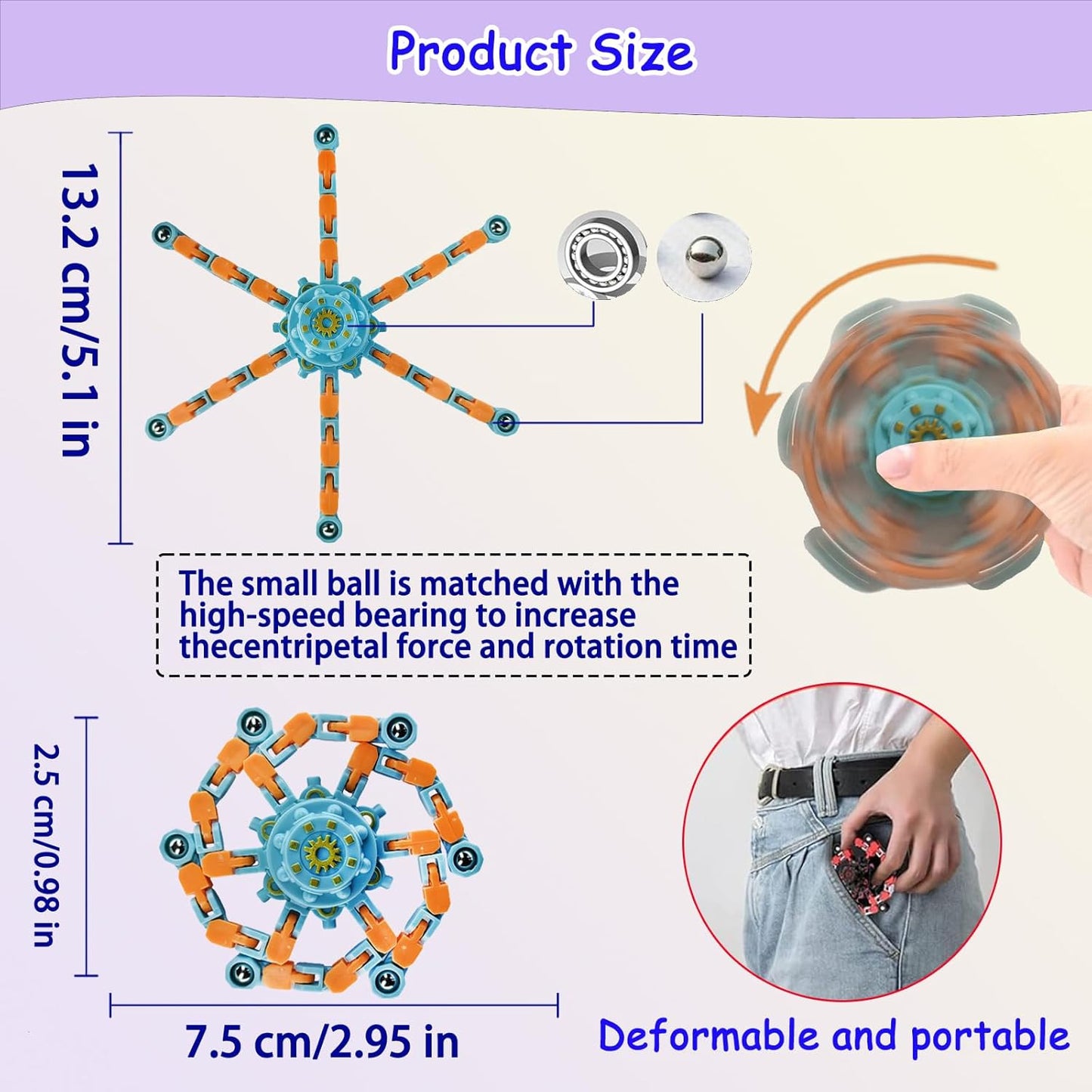 20 Pcs Fidget Spinner Toys Party Favors Easter Basket Goodie Bag Stuffers Funny Gifts for Kids Adults,Transformable Robot Fingertip Stress Relief Gyro Sensory Toys,Treasure Box Toy Prizes Supplies