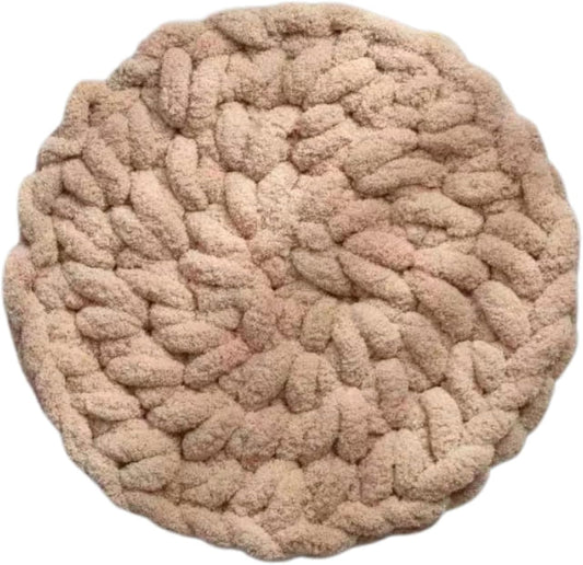 Cat Knitted Bed Mat, Extra-Soft Washable Warm Round Pads Cushions for Indoor Kittens, Cat Trees Towers, Perfect for Kneading and Sleeping (Oatmeal,Large)