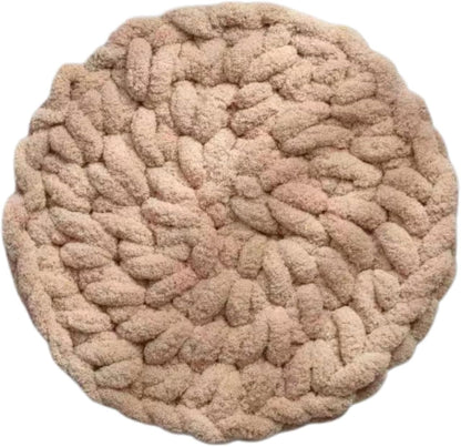 Cat Knitted Bed Mat, Extra-Soft Washable Warm Round Pads Cushions for Indoor Kittens, Cat Trees Towers, Perfect for Kneading and Sleeping (Oatmeal,Small)