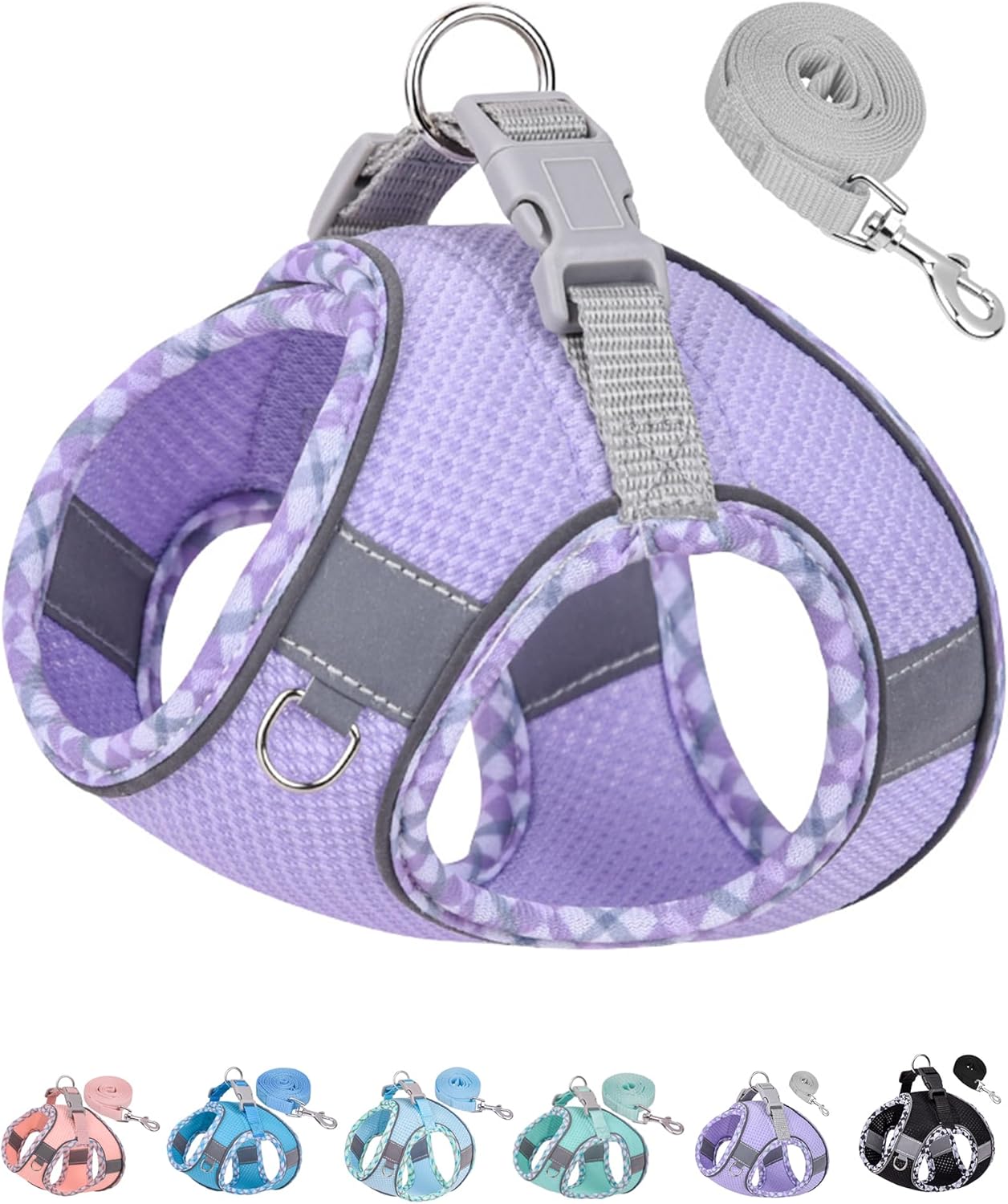 Petank Dog Harness for Small Medium Dogs No Pull, Puppy Harness and Leash Set, Step in Dog Harness for Walking, Running, Training, Small Dog Vest, Medium Dog Vest (Purple, M)