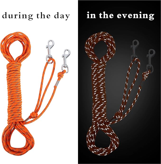 Reflective Cat Leash -30FT Cat Cable Out Escape Proof Walking Leads Yard Long Durable Safe Personalized Extender Leash Traning Play Outdoor for Puppies/Kittens/Rabbits/Small Animals