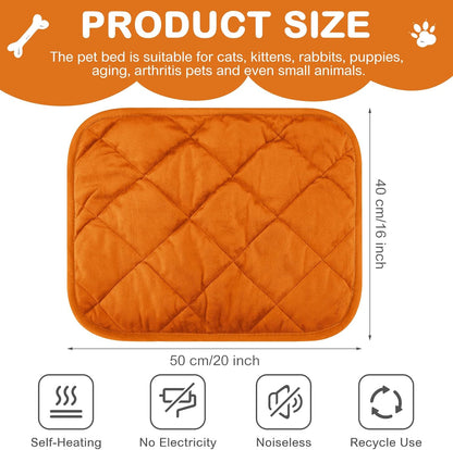 4 Pack Self Heating Cat Pad Self Warming Dog Mat Reflects Body Heat Extra Warm Thermal Pet Pad Washable Dog Cat Bed Crate Bed Mat Blanket(Orange,16 x 20 Inch)