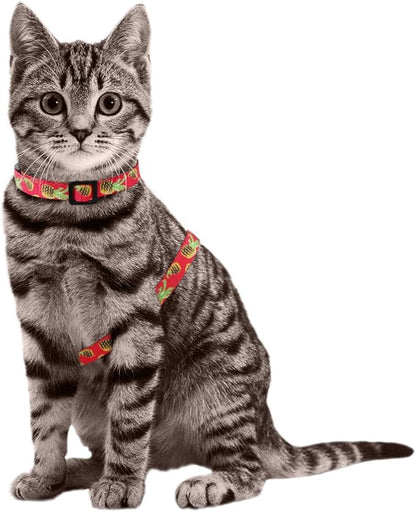 azuza Cat Harness and Leash Set, Escape Proof Adjustable Kitten Vest for Walking and Travel, Soft Lightweight Cat Carrier Harness for Small to Large Cats, Pineapple Design