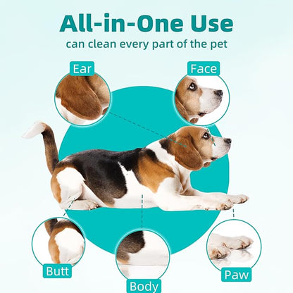 [10 Count] No-Rinse Pet Glove Wipes – 5-Finger Design, Coconut Oil & Aloe, Hypoallergenic Grooming Mitts for Dogs & Cats