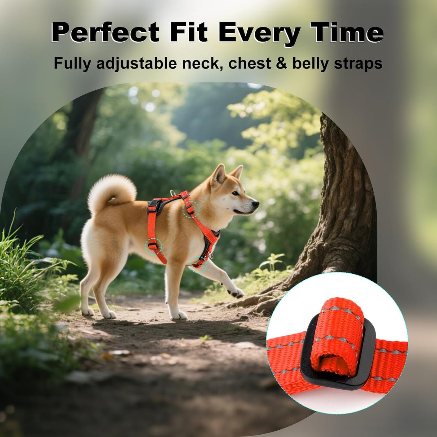 Plutus Pet Adjustable No Pull Dog Harness with Leather Accents, Heavy Duty Reflective Nylon Vest for Training, Hiking, Easy Walk Harness for Small, Medium, Large Dogs (Orange, XL)
