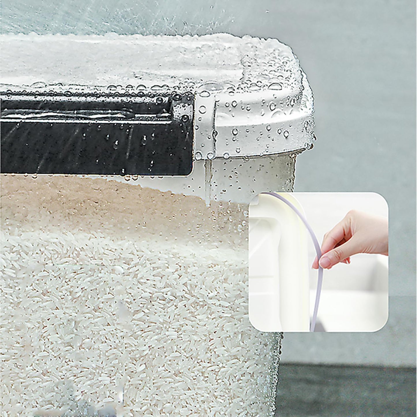 HANAMYA 20 LB Rice Storage Container with Measuring Cup, BPA free, For Rice | Grain | Pet Food | Flour, 2 count, Clear & Black