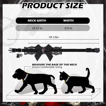 EXPAWLORER Halloween Cat Collar,Adjustable Soft Velvet Cat Collar Breakaway with Flower Accessory and Bell,Safety Quick Release Gothic Style Pet Collar for Cat,Kitten,Small Dog