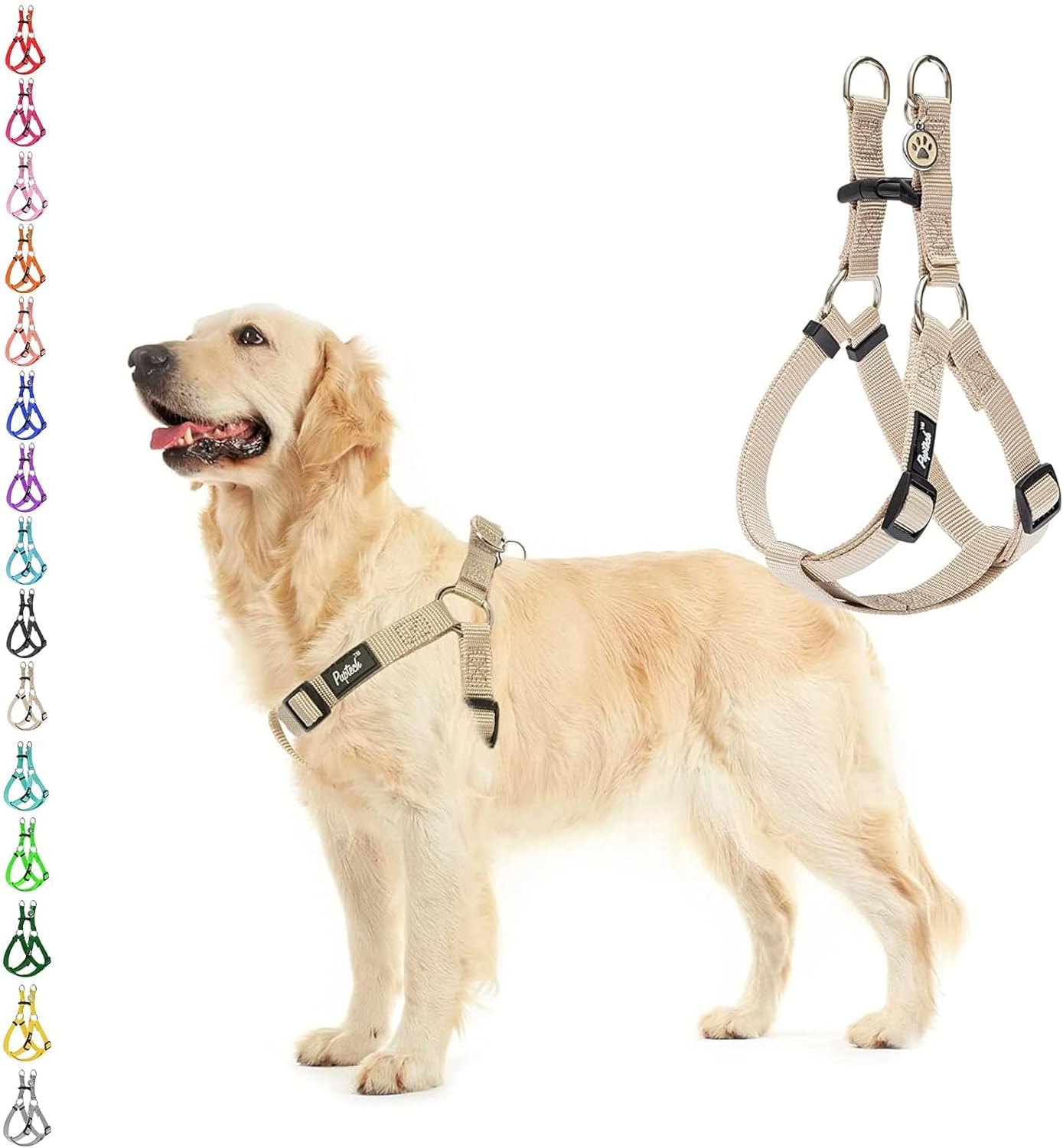 PUPTECK No Pull Dog Harness Soft Adjustable Basic Nylon Step in Puppy Vest Outdoor Walking with ID Tag