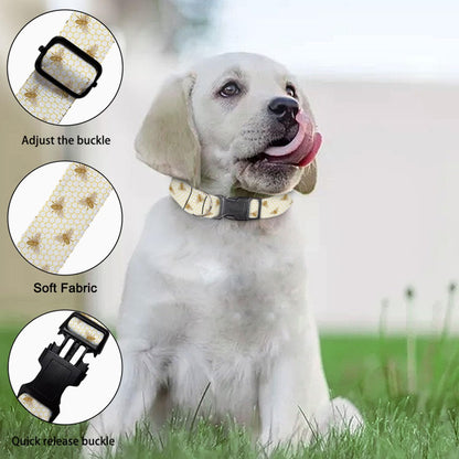 Yellow Bee Honeycomb Pet Collars Dog Collars Soft Elastic Neck Strap for Female Male Puppy Cats